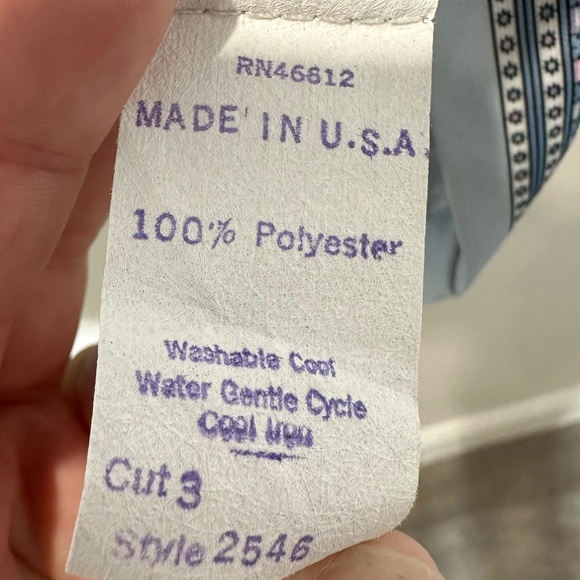 Vintage Alan Stuart 70s Shirt Mens Medium Blue Point Collar Paisley Disco Large - Picture 5 of 5